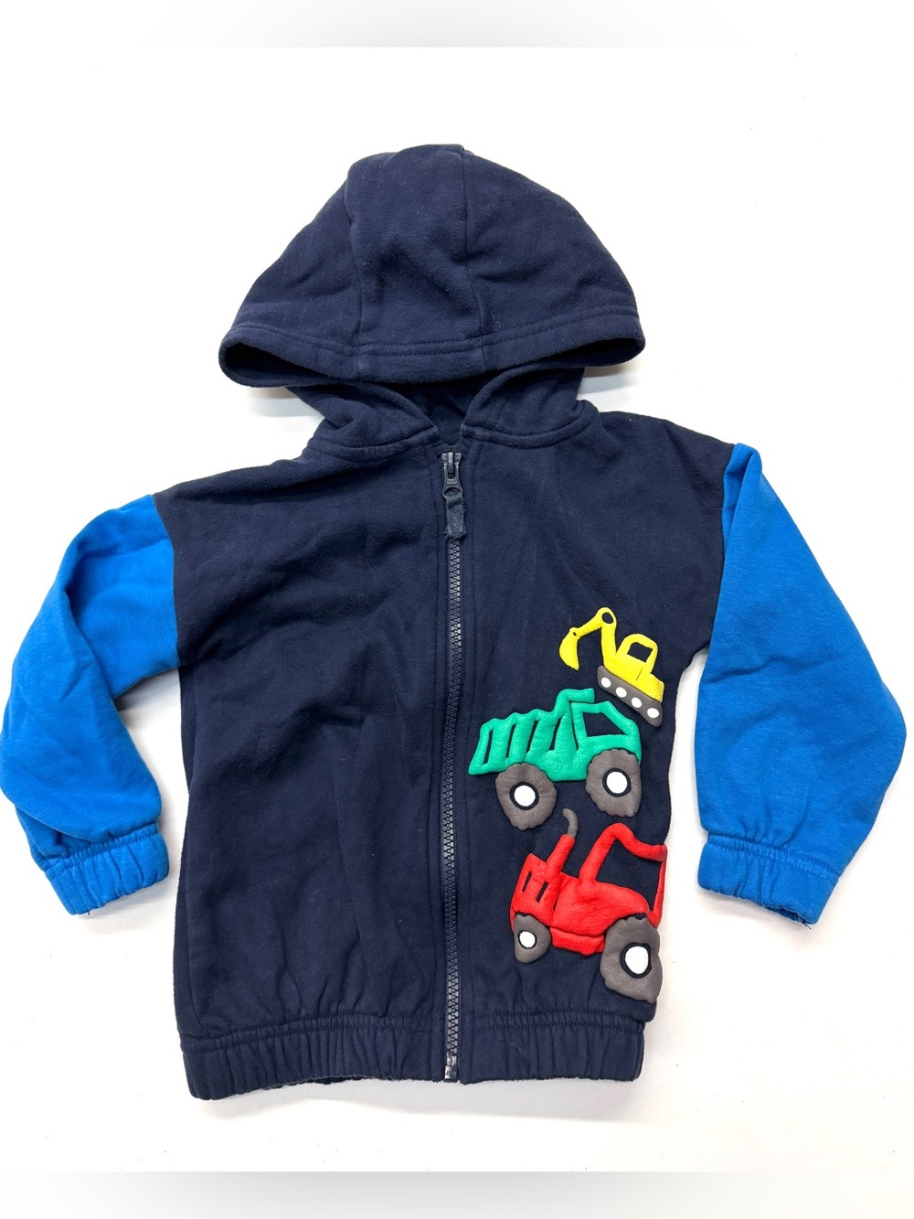 Dunnes Kids Navy Hooded Jacket Hoodie with Dump Truck Appliqué